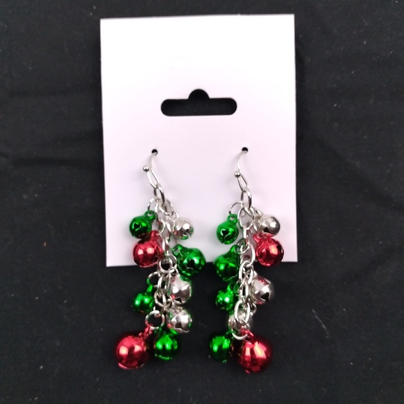 Christmas Holiday Festive JINGLE BELLS Colorful Dangle Earrings Pierced NEW - Picture 1 of 5